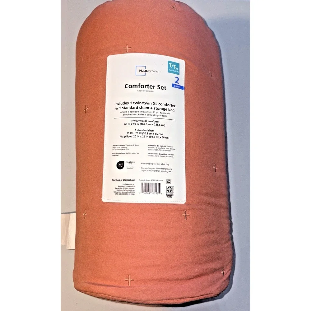 Mainstays 2-Piece Comforter Set in Terracotta Color - Twin XL